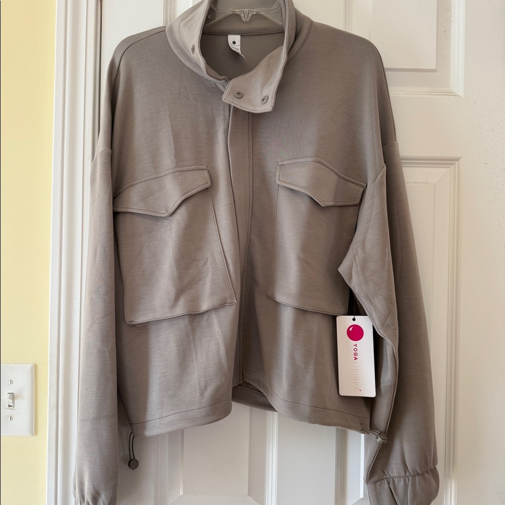 NEW with tag Yogalicious lightweight zip up jacket, gray, XL